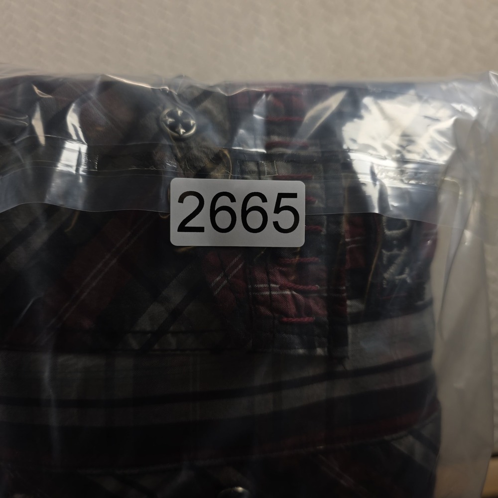 Affliction Black Premium Mens XL Plaid Button Down Shirt Back Embroidery Red - Picture 9 of 9